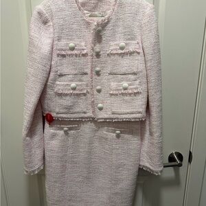 NWT Elie Tahari Pink Tweed Women's Jacket & Skirt Set